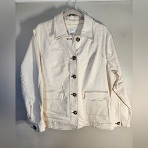 J Jill NWT Denim Cream Utility Boxy Fit  Jacket Sz XL